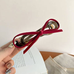 Velvet Bow Twist Clip Elegant Hair Claw_Cwaha08043