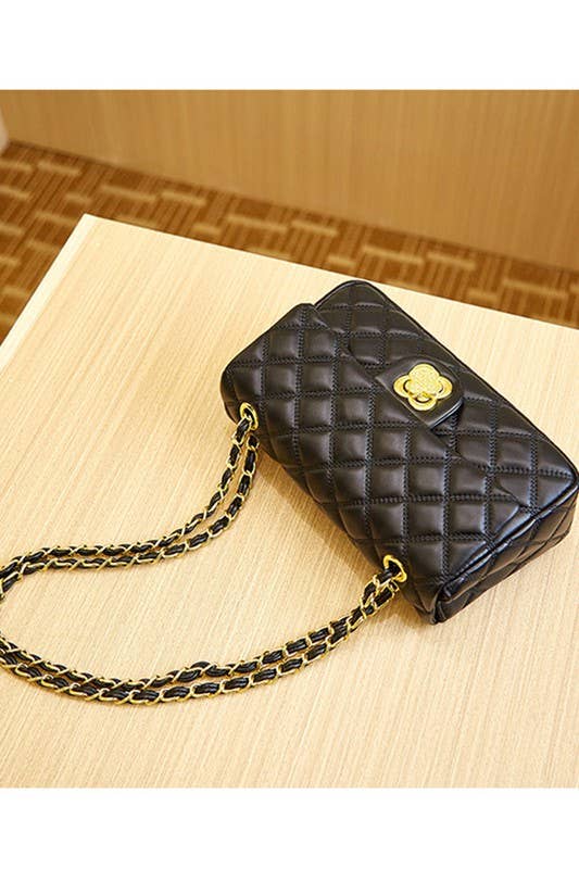 DANDY QUILTING CHIAN STRAPS SHOULDER BAG PURSE_CWAB0005