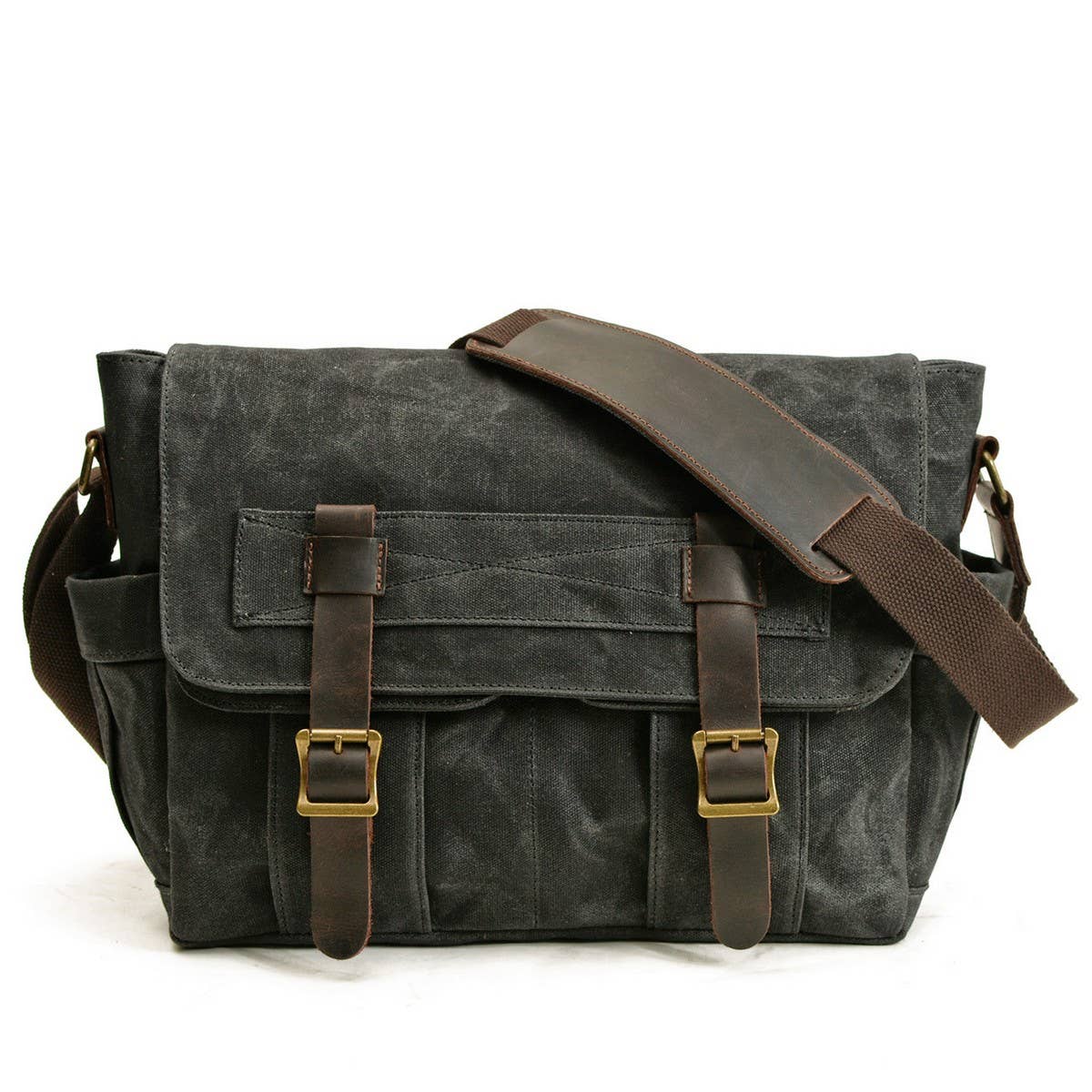 NEW WAXED CANVAS LEATHER SATCHEL FOR MEN_CWAB5561