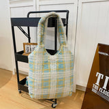 Winter Woolen Shoulder Bag Retro Plaid Plush Bag_Cwab3925