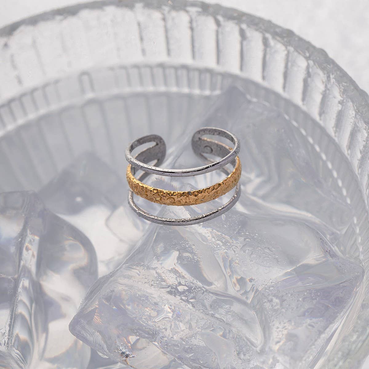 STAINLESS STEEL COLOR MATCHING THREE LAYER RINGS_CWAJE1240