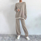 Two-Piece Of Color-Blocking Sweater And Trousers