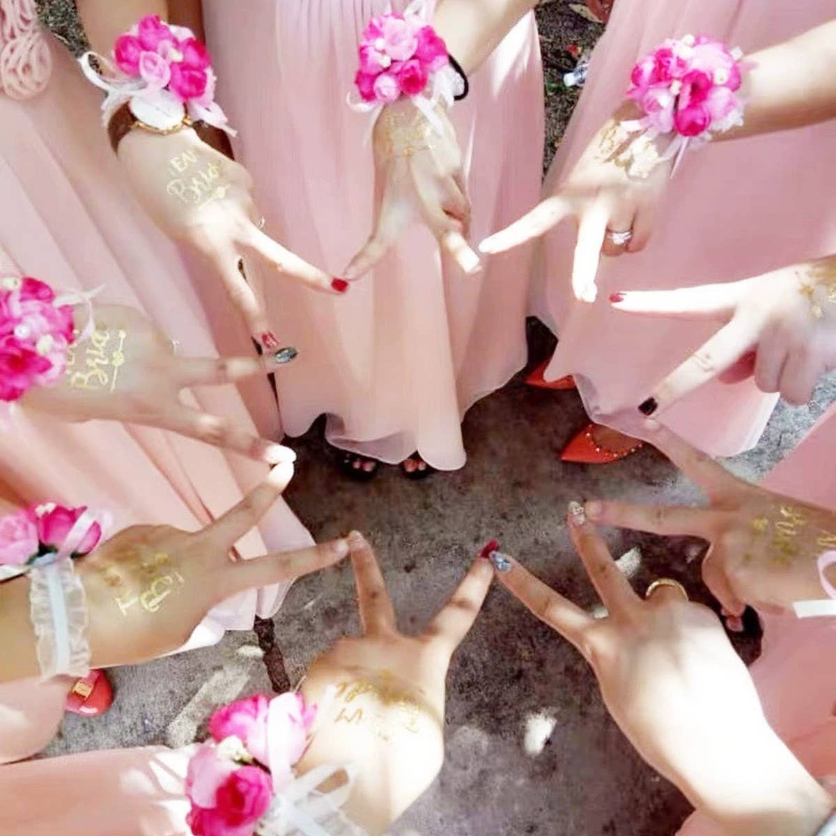 ROSE GOLD BRIDE TATTOOS METALLIC PARTY STICKERS_CWMM8243