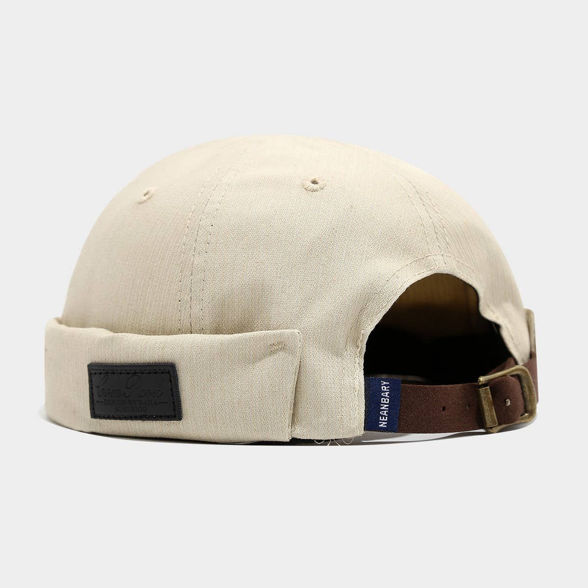 Japanese Style Leather Patch Brimless Cap_Cwah04609