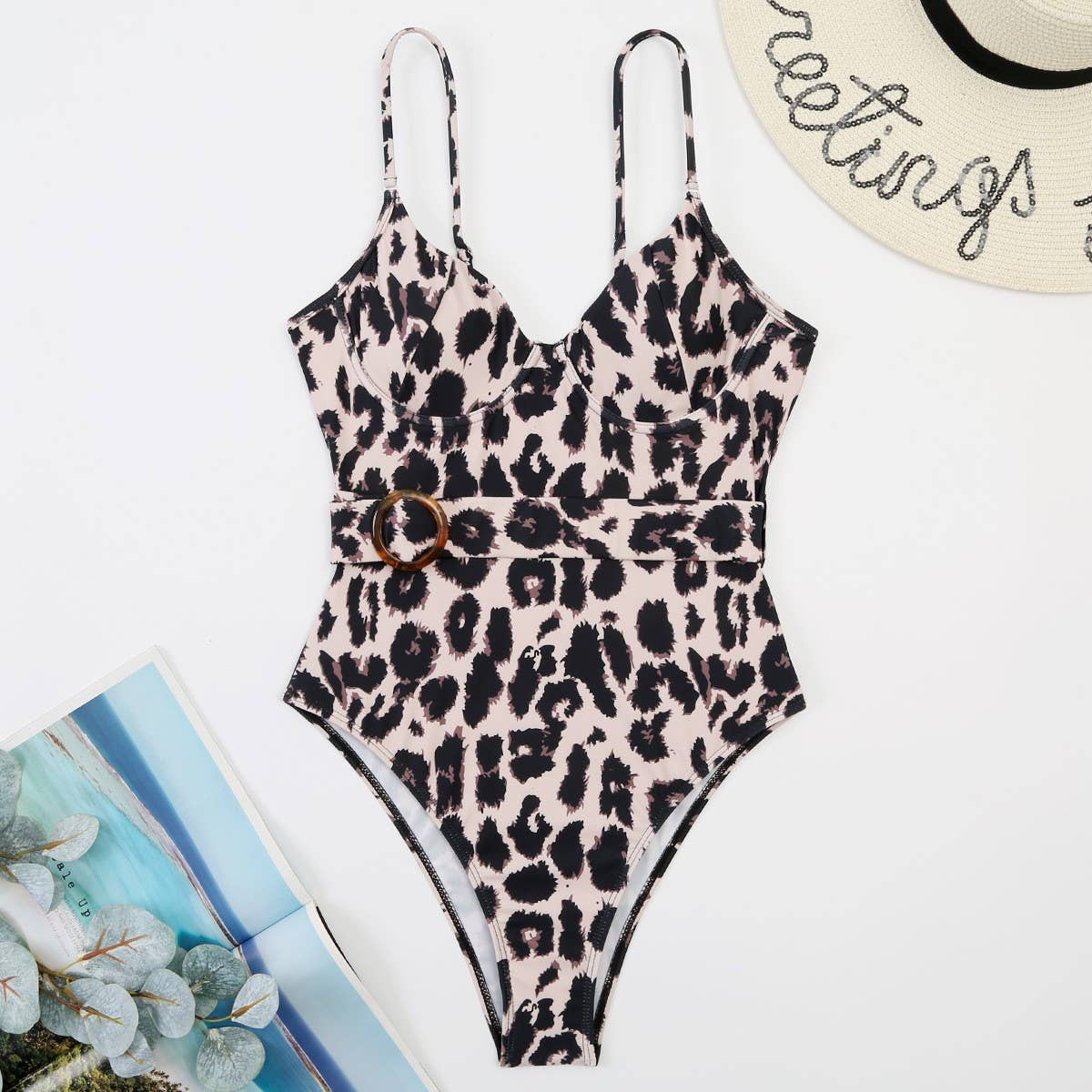 Womens Leopard Print One-Piece Swimsuit