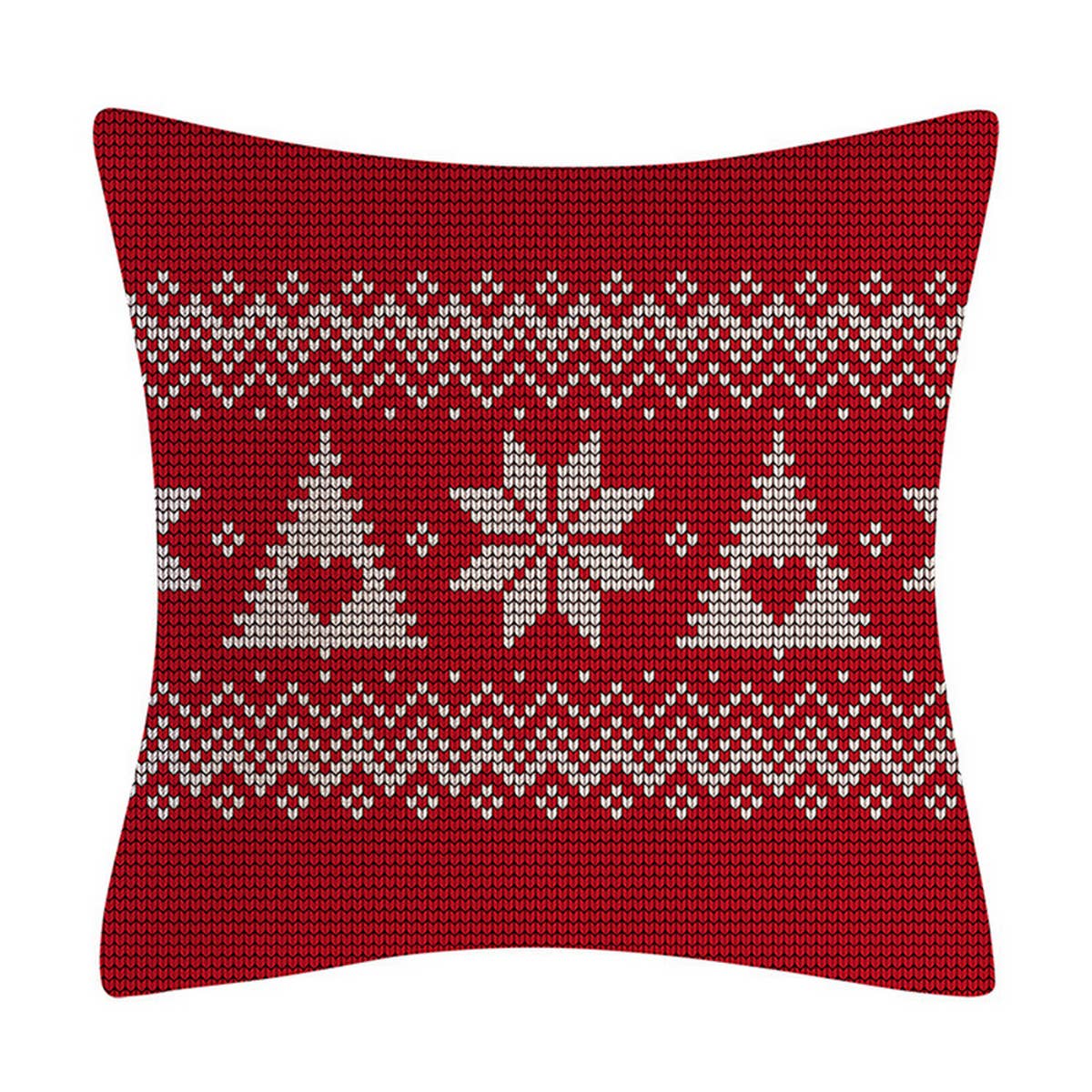 CHRISTMAS WOOL KNITTED STYLE RED PILLOWCASE_CWMM1402