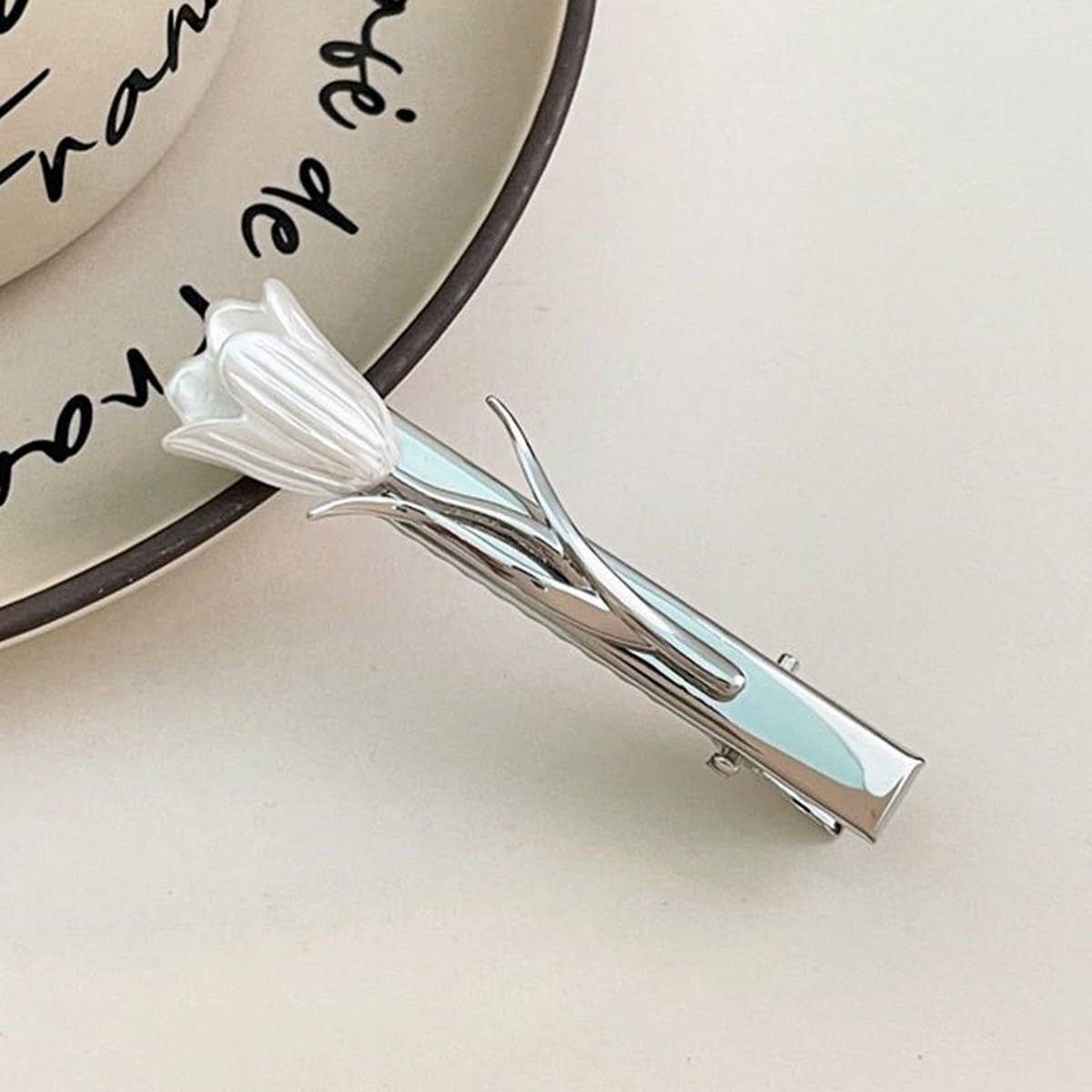 METAL ROSE HAIRPIN SIDE BANGS DUCKBILL CLIP_CWAHA4646