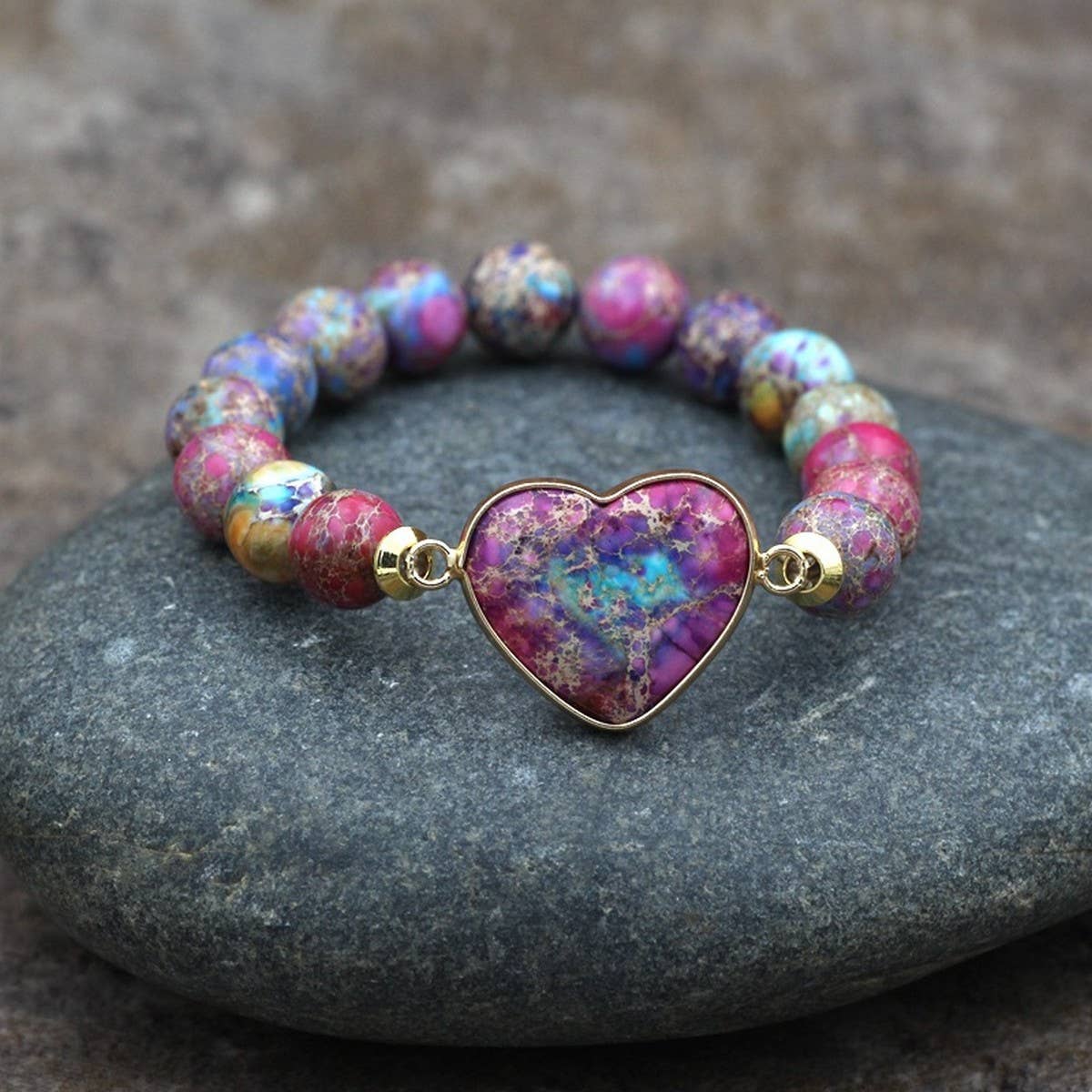 HEART 10MM BEADED BRACELETS WITH STRETCHY BANDS_CWAJE3937