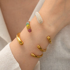 18K GOLD POLISHED OPEN CUFF IN TITANIUM_CWAJE4643