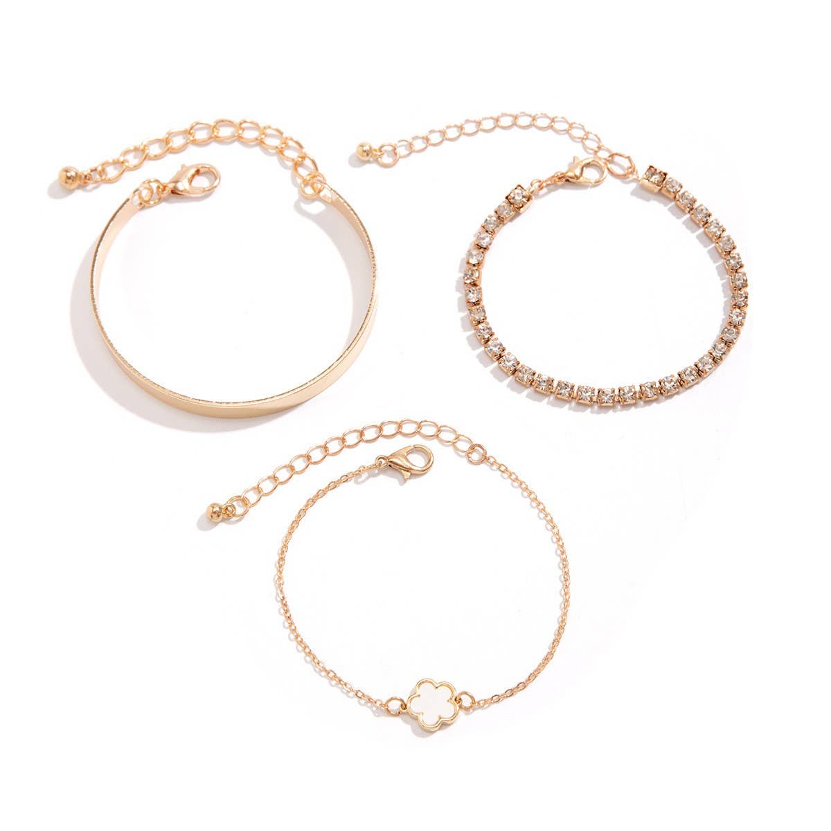 Vintage Rhinestone Chain Five Leaf Grass Bracelet