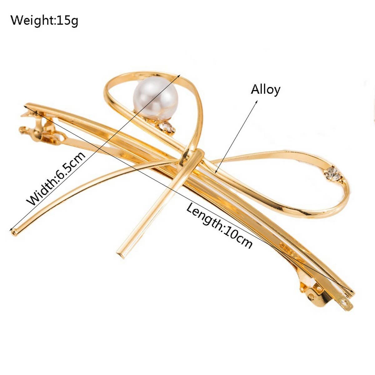 MINIMALIST METAL BOW HOLLOW RECTANGLE SPRING CLIP_CWAHA6212
