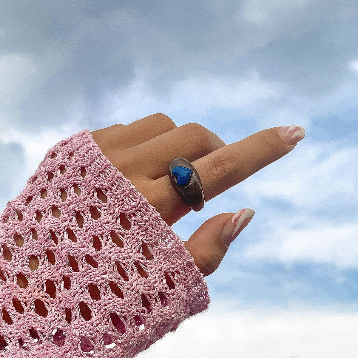 COLORFUL PASTORAL HEART THREE DIMENSIONAL RING_CWAJE1819