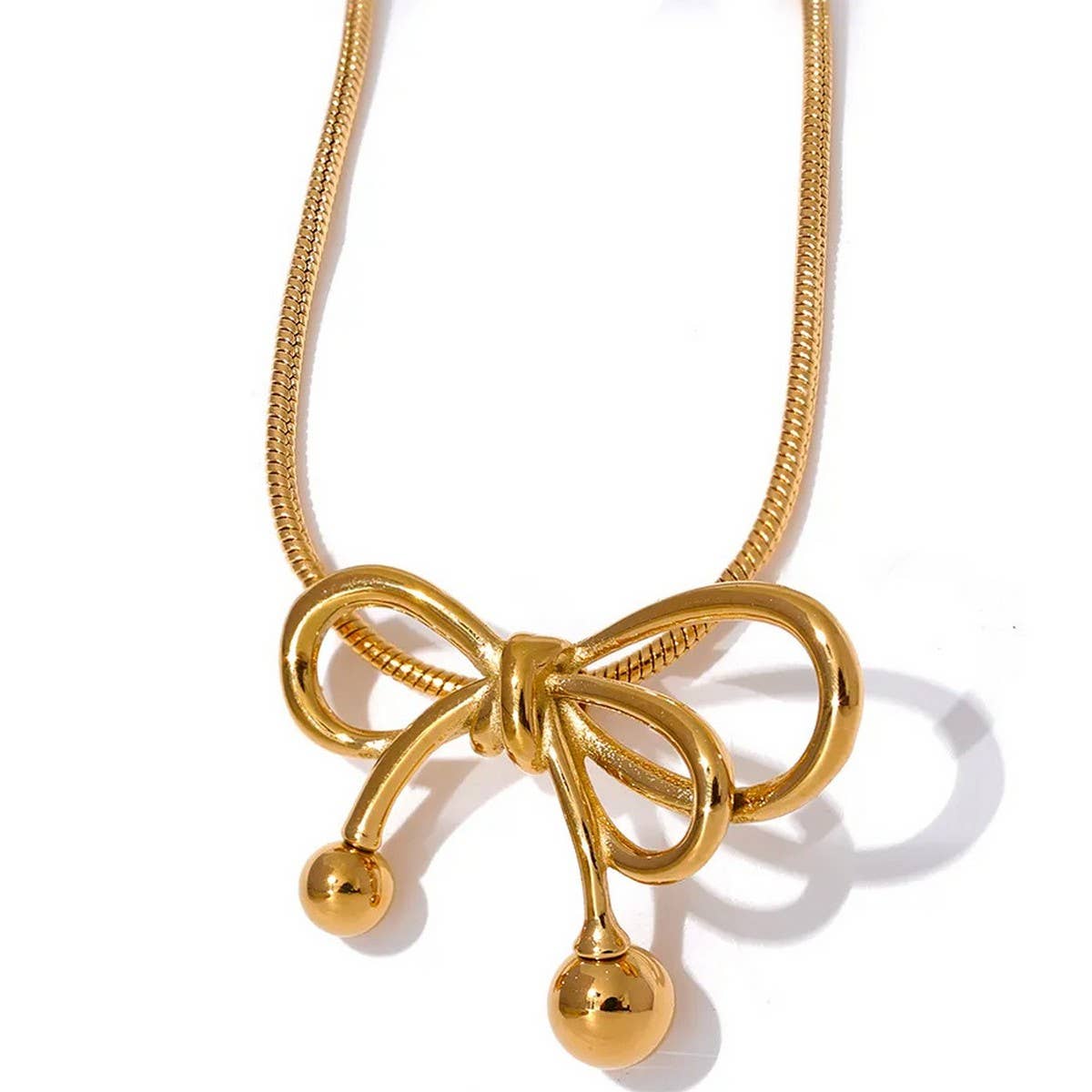 FASHIONABLE GOLDEN BOW NECKLACE FOR WOMEN_CWMM3769