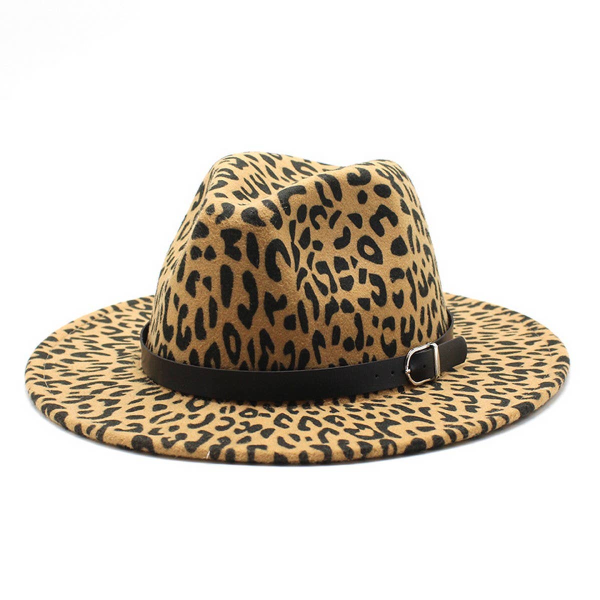 LEOPARD PRINT HAT JAZZ HAT WOOLEN HAT WIDE BRIM HAT_CWAH2578