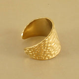 18K Stainless Steel Hammer Cut Ring_Cwaje2480