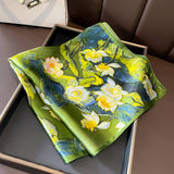 OIL PAINTING FLORAL SILK SQUARE SCARF FOR SUMMER_CWASC0627