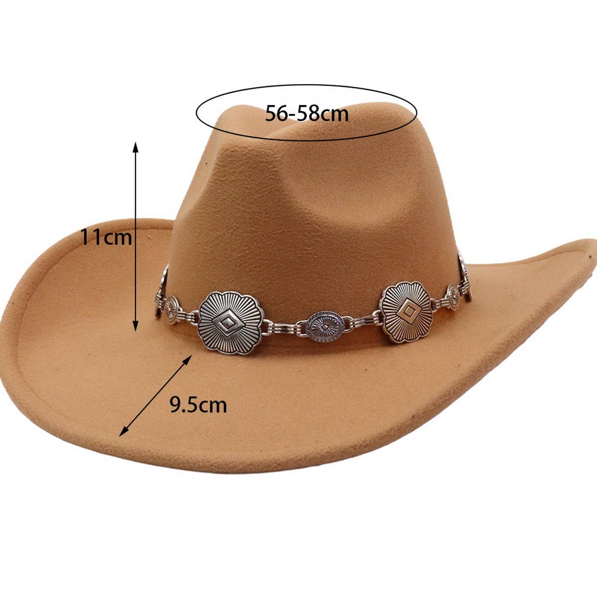 Western Ethnic Wool Felt Cowboy Fedora Hat_Cwah04444