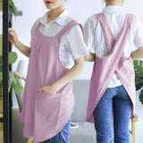 Cwab3993_Cotton And Linen Solid Color Tie-Free Work Apron