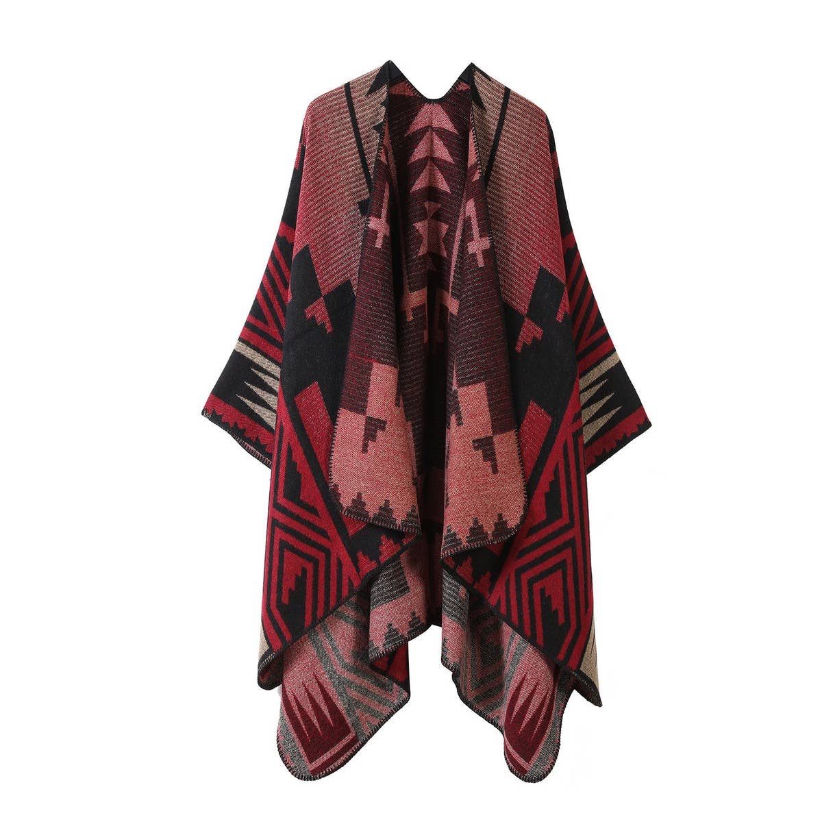 CAPE SHAWL SCARF FAUX CASHMERE JACQUARD SLIT CAPE_CWASC2228