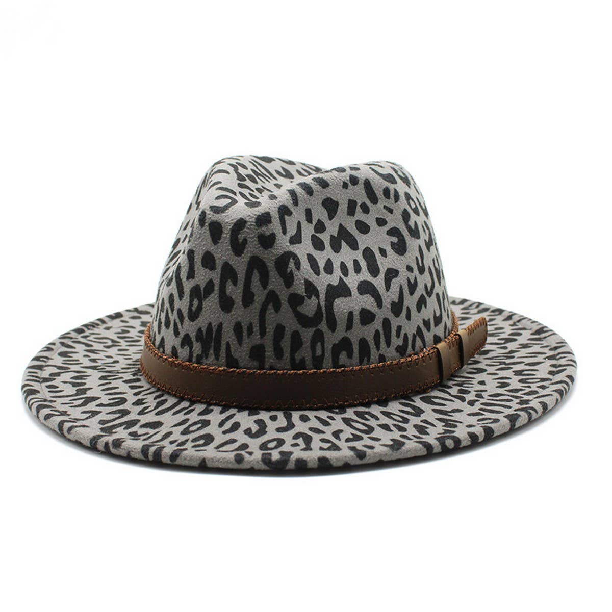 LEOPARD PRINT HAT JAZZ HAT WOOLEN HAT WIDE BRIM HAT_CWAH2582