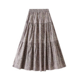 SWEET FLORAL A LINE ELASTIC WAIST MIDI SKIRT_CWBMS0365