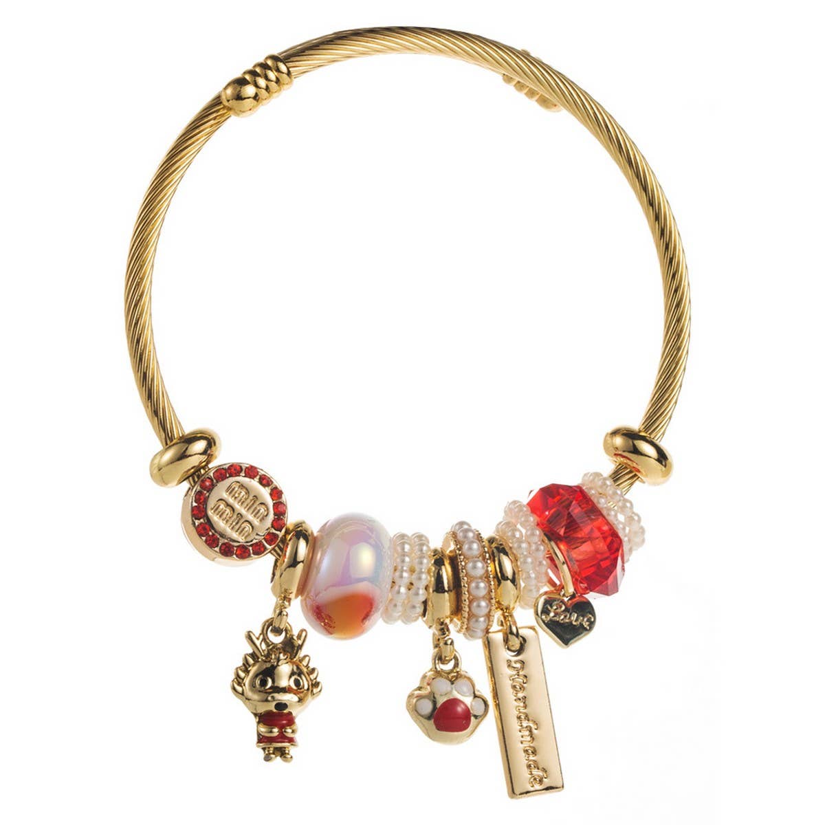 GOLD STAINLESS STEEL BRACELET WITH ANIMAL CHARMS_CWMM8574