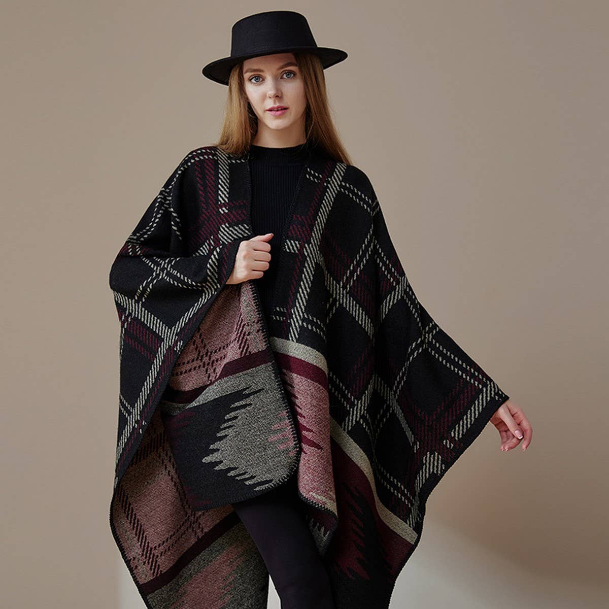 SHAWL FASHION ALL MATCH THICK BLANKET CAPE CLOAK_CWASC2225