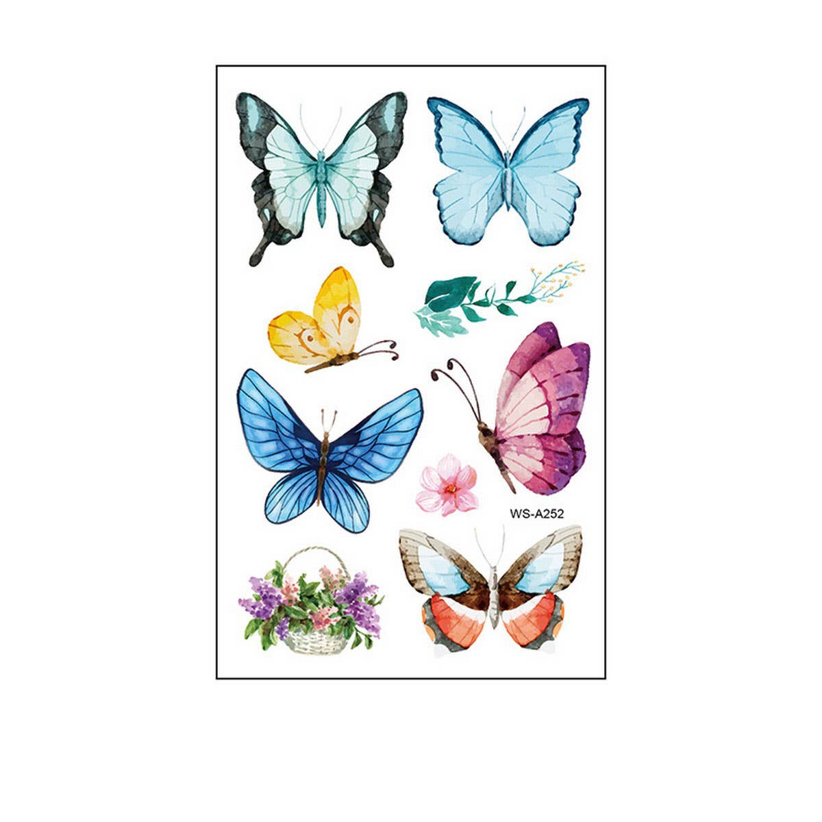 Waterproof Kids Cute Watercolor Butterfly Tattoos_Cwmm8255