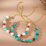 SEMI PRECIOUS STONE IMITATION PEARL HEART BRACELET_CWMM3814