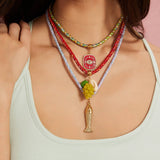 COLORFUL HANDMADE ROPE NECKLACE WITH PENDANT_CWMM8803