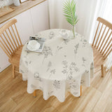 ROUND SKETCH FLOWER PRINT TABLECLOTH_CWMM0957