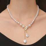 FAUX PEARL CHARM PENDANT NECKLACE_CWAJE0438