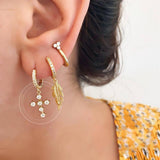 COLORFUL FRENCH CROSS DIAMOND EARRINGS_CWAJE1733