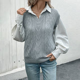 Twisted Flower V-Neck Solid Color Sweater Vest