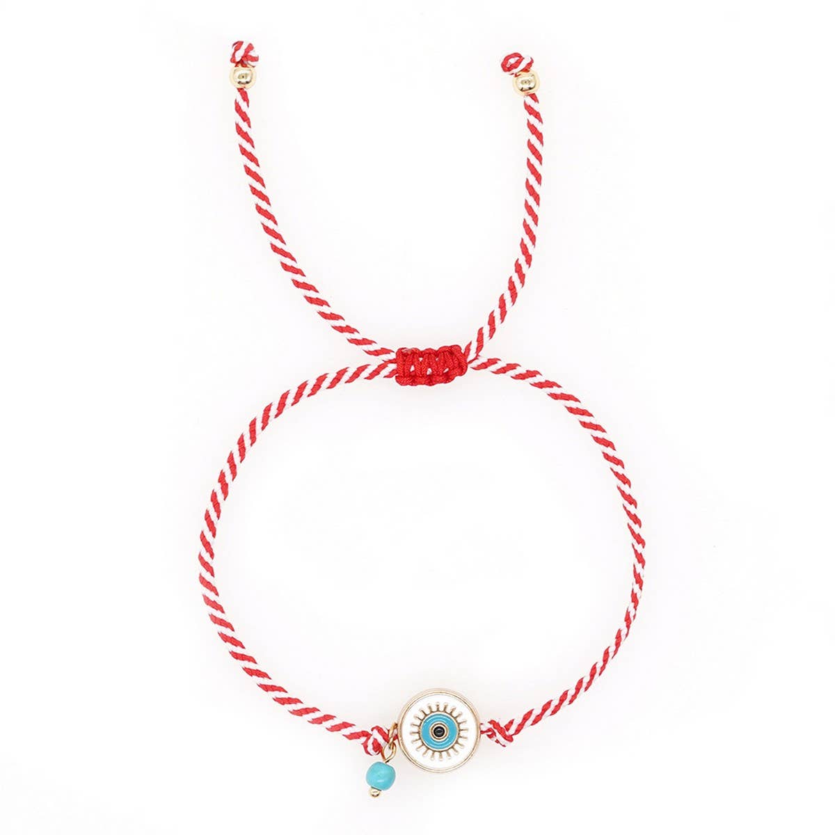White Eyes Turquoise Red And White Rope Bracelet_Cwmm3797