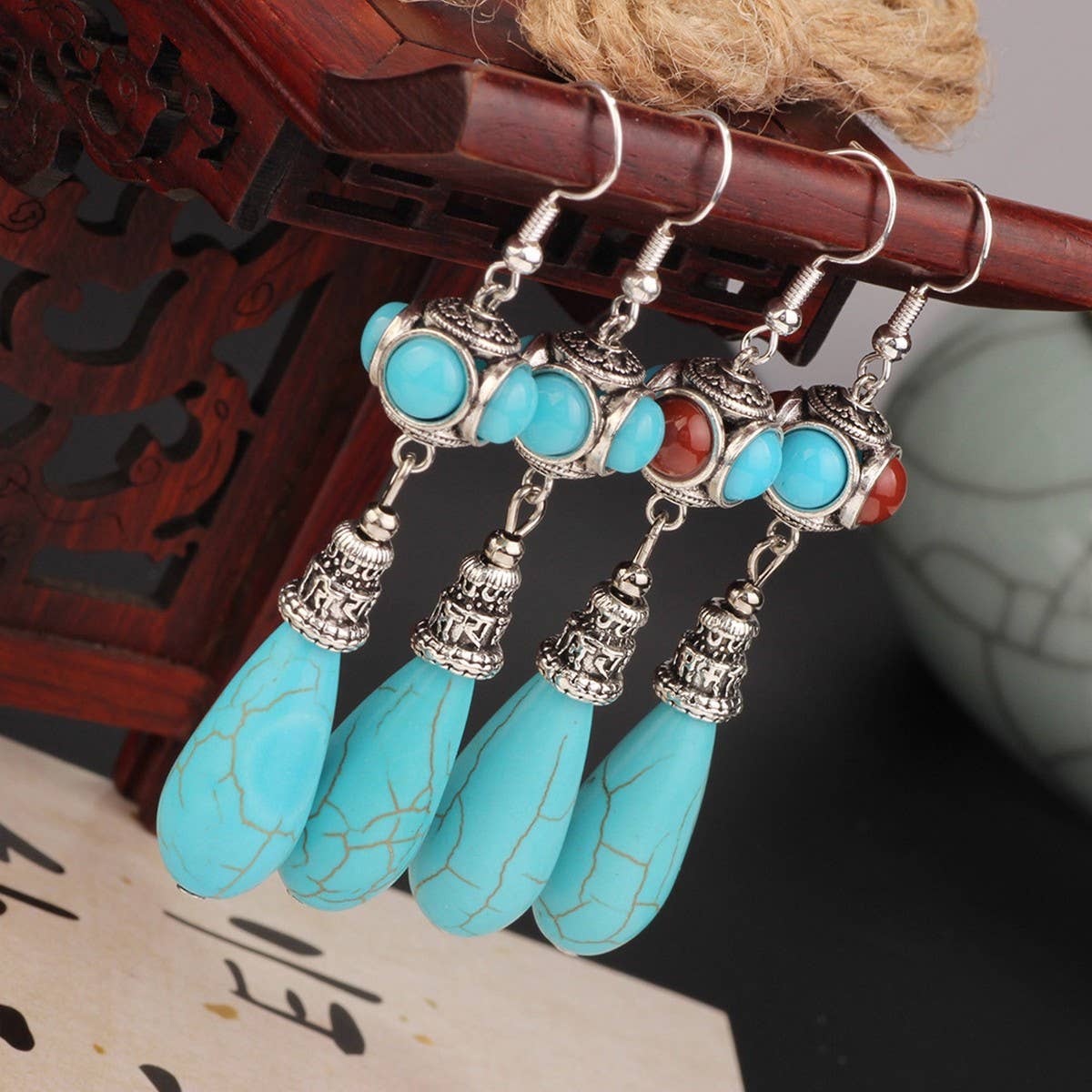 HIGH END ETHNIC RETRO WATER DROP EARRINGS_CWAJE4007
