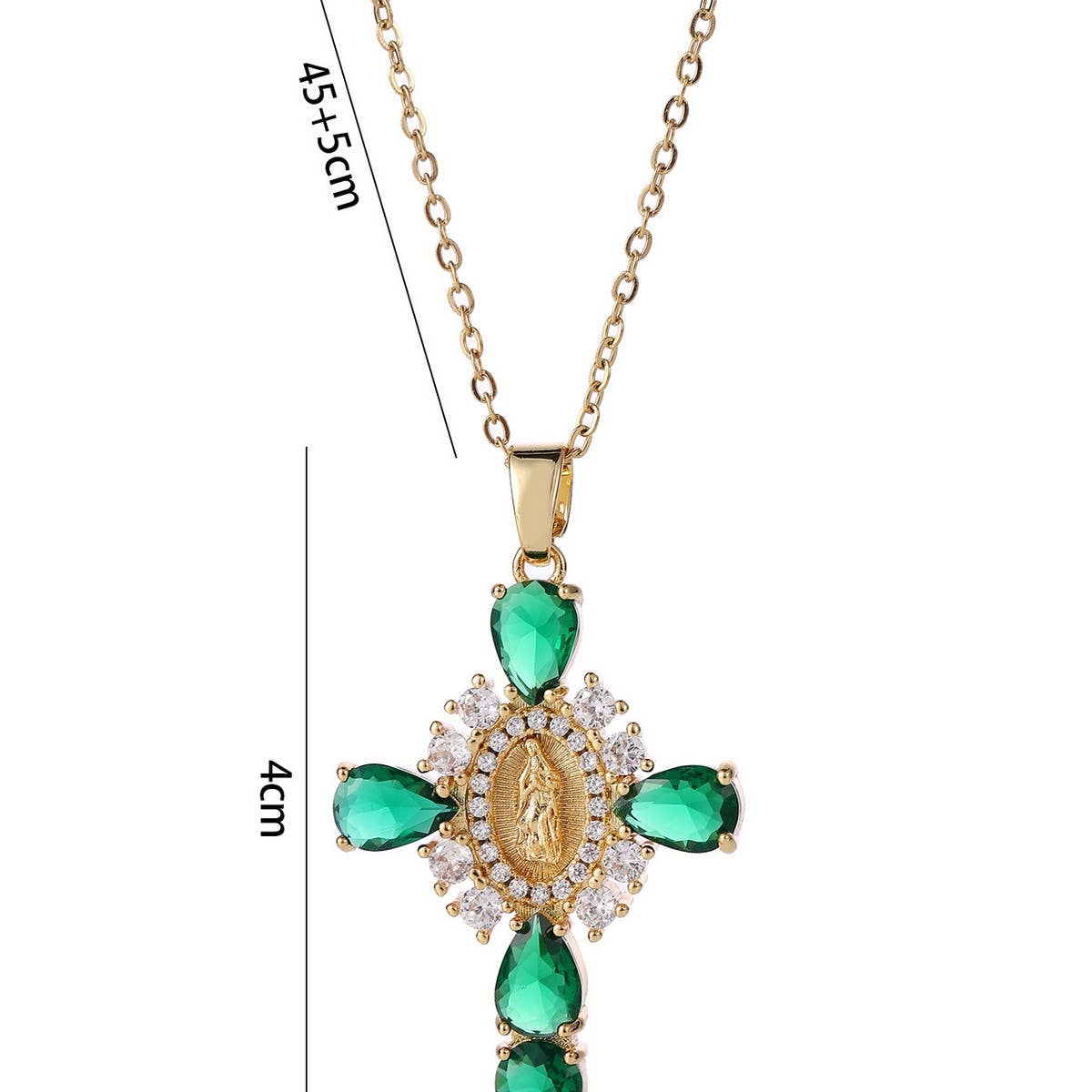 Zirconia Pendan Virgin Mary Cross Necklace_Cwmm5867