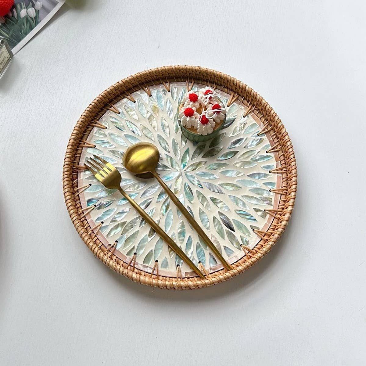 RATTAN FRUIT TRAY COFFEE TABLE SHELL TRAY_CWMM4534