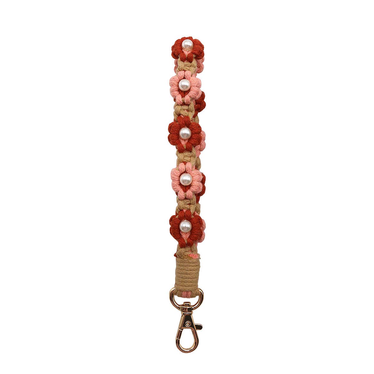 NEW PEARL FLOWER COTTON ROPE KEYCHAIN_CWMM1559