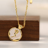 STAINLESS STEEL VINTAGE ROSE PENDANT NECKLACE_CWMM3840