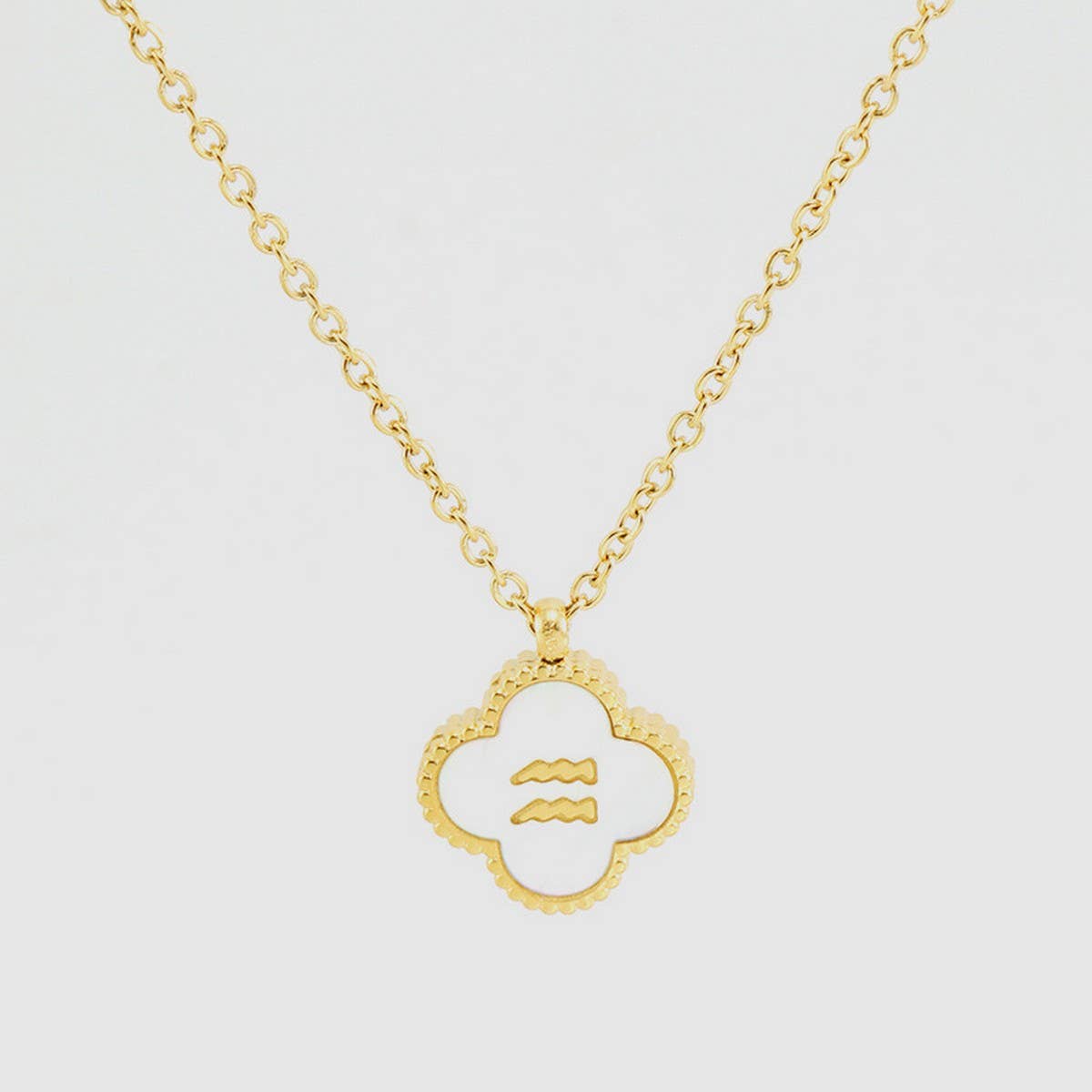 SHELL FOUR LEAF CLOVER CONSTELLATION NECKLACE_CWAJE0688