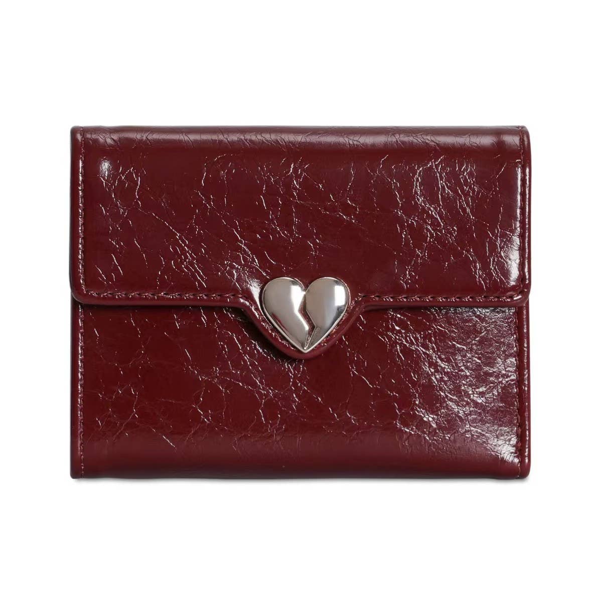 Solid Color Heart Trifold Slim Short Wallet_Cwab06199