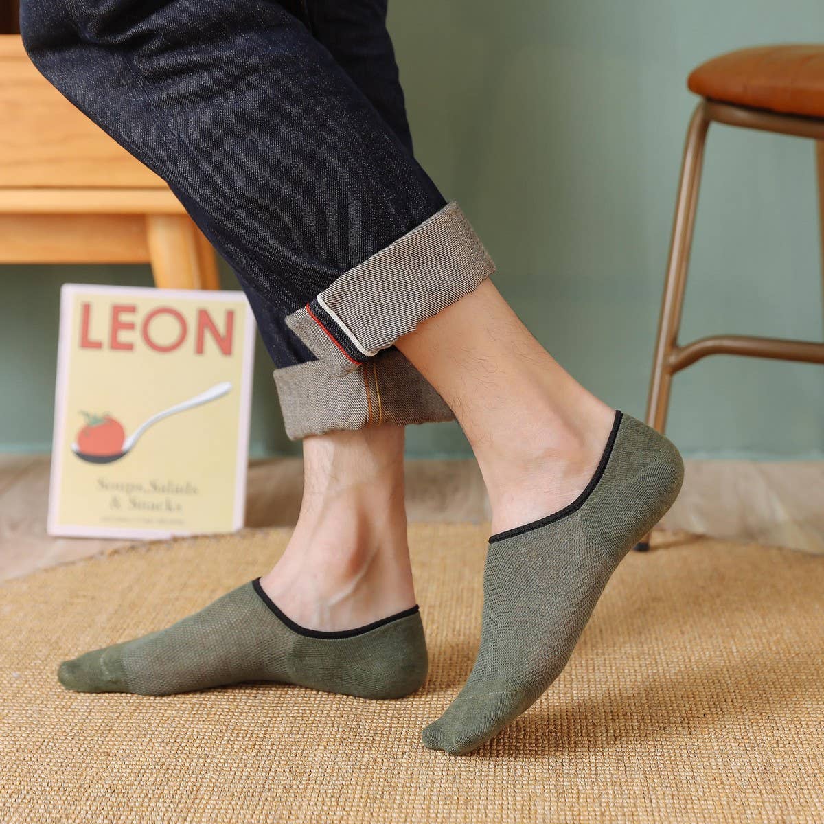 MENS SOLID COLOR COTTON ALL MATCH MESH BOAT SOCKS_CWMS2001