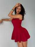 Temperament Solid Color Short Princess Strap Dress