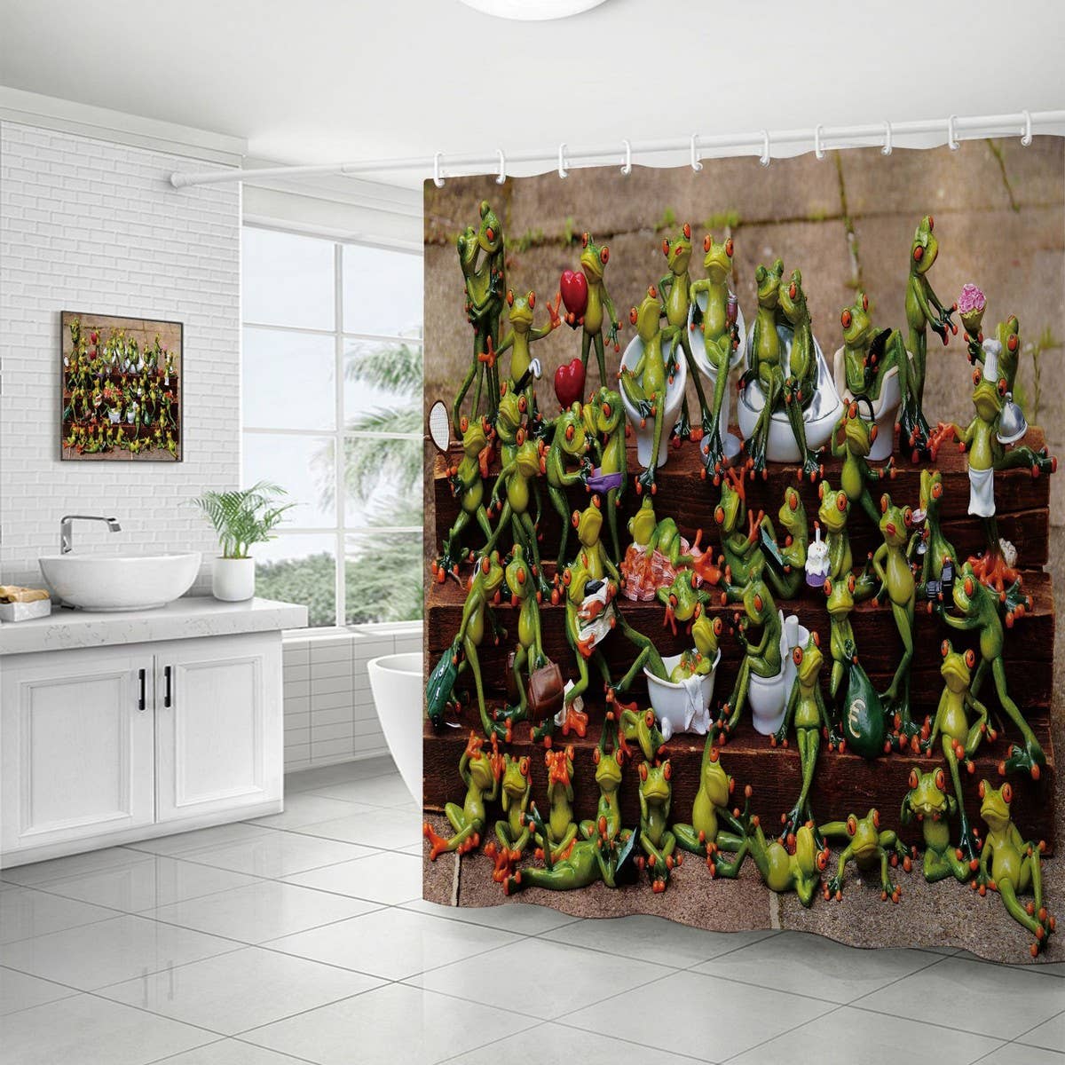 HOT SALE DIGITAL PRINTED FROG SHOWER CURTAIN_CWMM1805