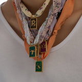 HANDMADE ZODIAC SILK SCARF NECKLACE WITH ENAMEL_CWMM8838