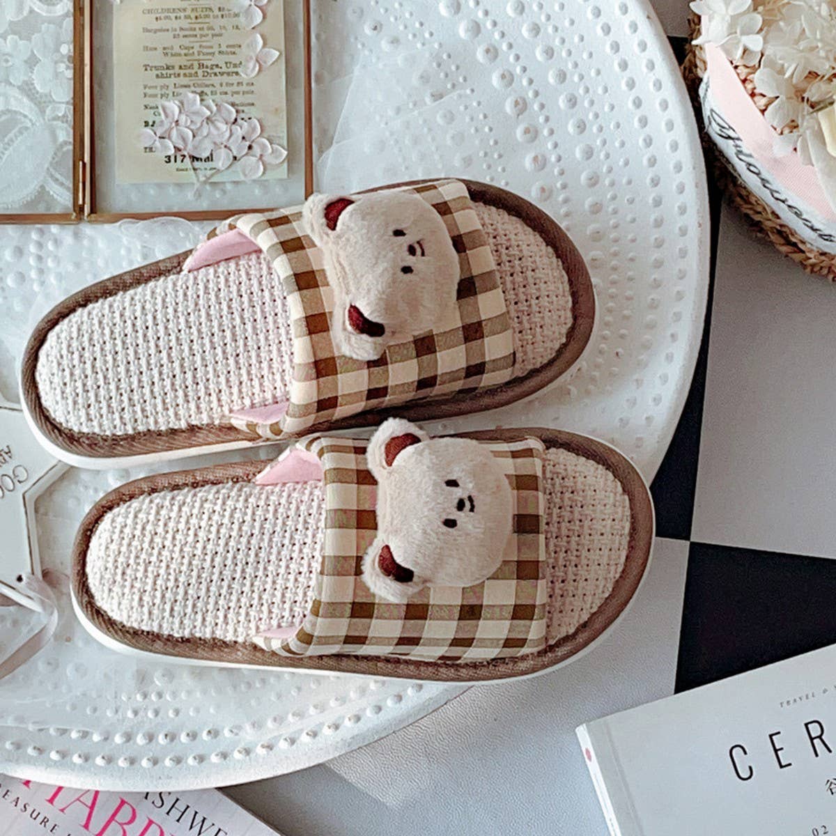 NEW CUTE PANDA LINEN SLIPPERS FOR WOMEN AT HOME_CWMM2957