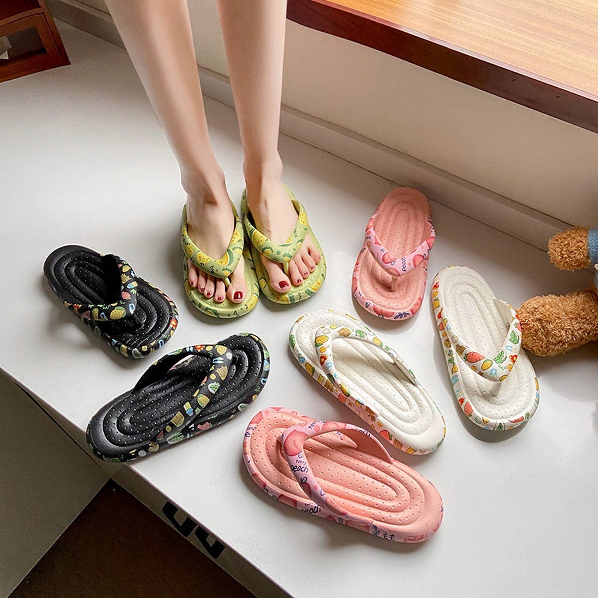 CARTOON FRUIT PATTERN BEACH FLIP FLOP SANDALS_CWSHS0678