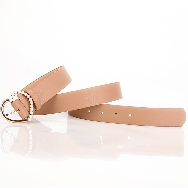 Elegant Heart-Shaped Pearl Needle-Buckle Belt