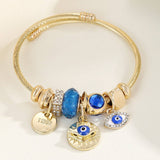 Trendy Gold Steel Bracelet With Enamel Charm_Cwmm8595